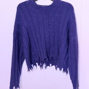 Double Zero Women's Ribbed Blue Sweater